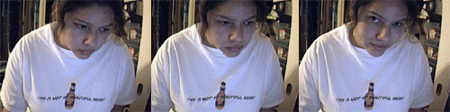 Ravenwolf wearing a this is not my beautiful beer t-shirt